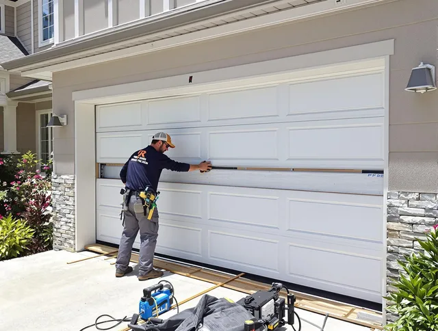 Granby Garage Door Repair team performing complete garage door replacement at Granby residence